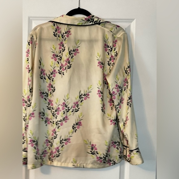Zara Ecru Printed Piped Shirt Button Up Floral Blouse Women’s - Picture 4 of 8